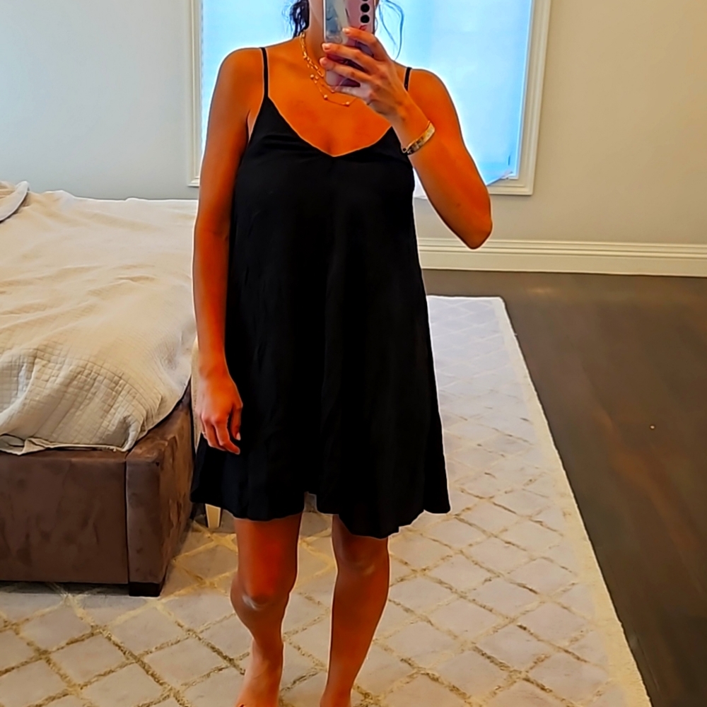 WOMEN'S PINK STITCH BLACK MINI SUN DRESS SZ 2 $60